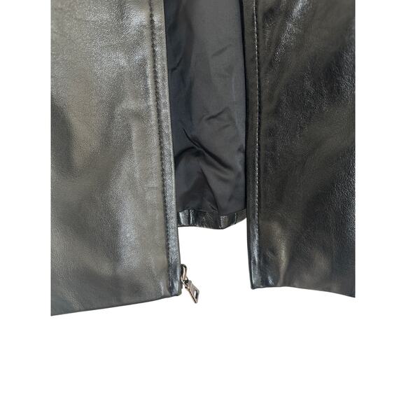 Women Size Large Vintage 100% Leather Jacket Fall Winter Front Zip Closet Staple - Picture 6 of 12